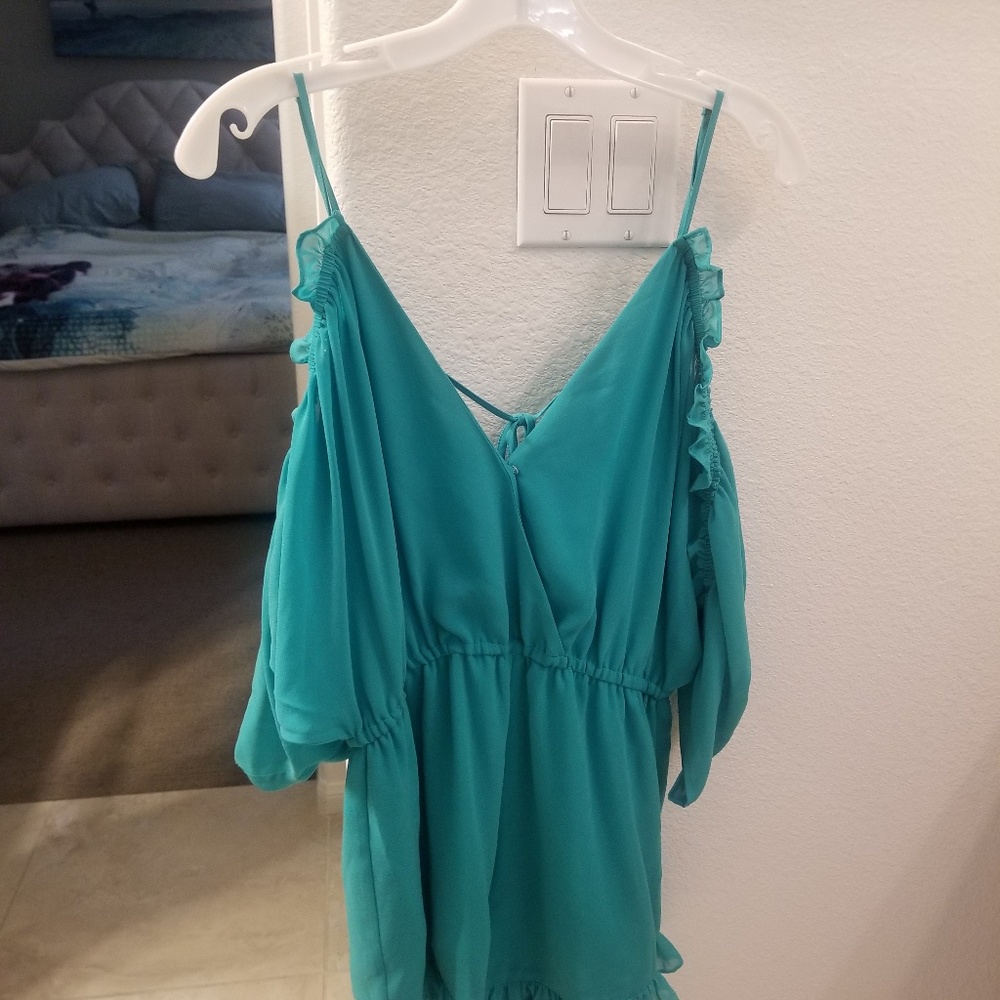 Lover and friends teal romper